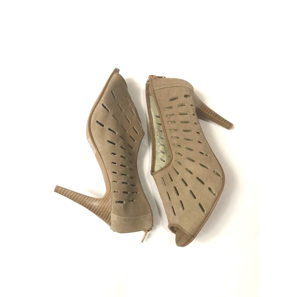 Suede peep toe heels